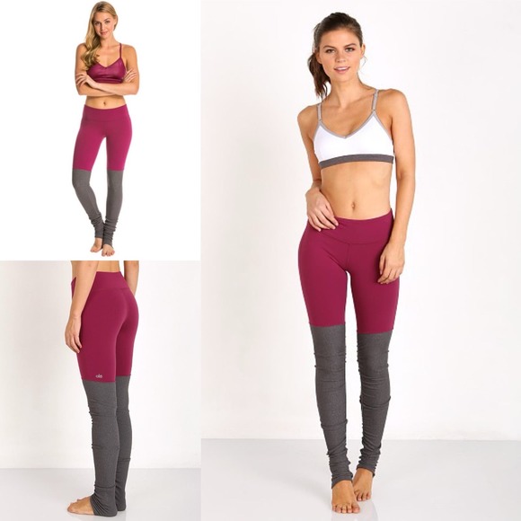 Alo Goddess Leggings Ribbed XS Berry Gray Storm - Picture 1 of 8